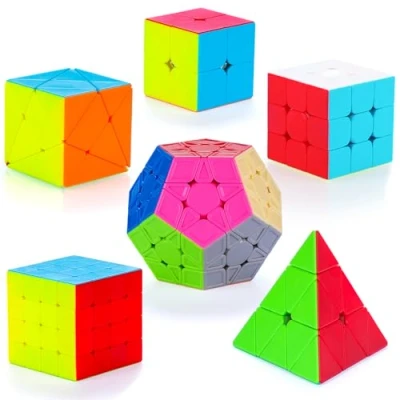 Immagine di SISYS 6 Pack Speed Cube Set, Cubi Magici di velocità 2x2x2 3x3x3 4x4x4 Pyraminx Megaminx Skewb Puzzle Cubes Senza Adesivo Cubo Giocattolo per Bambini e Adulti