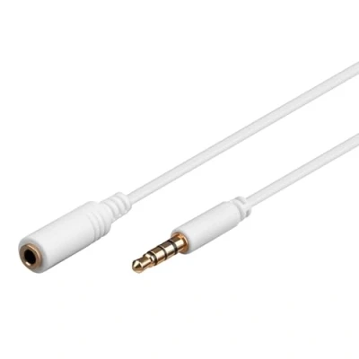 Immagine di Goobay 62359 Prolunga Audio e Cuffie AUX, 4 Pin da 3.5mm Slim, CU, Bianca, 0.5m Lunghezza del Cavo
