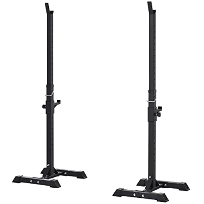 Immagine di HOMCOM Set di 2 Rack Supporto per Bilanciere in Acciaio, Altezza Regolabile su 12 Livelli, 50x49x124 154cm, Nero