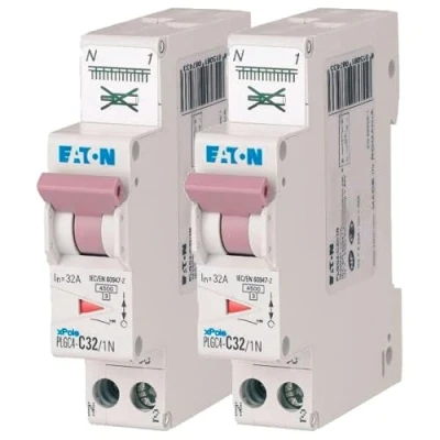 Immagine di EATON 109131 PLGC4 C32/1N DISJONTORE MODULAARE PH/N Bianco Controller VIOLETTE 1P+N / 32A Curva C Connessione diretta senza viti 2 interruttori