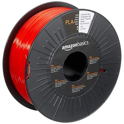 Immagine di Amazon Basics Filamento per stampanti 3D, in polilattato (PLA), 1.75 mm, rosso traslucido, 1 kg bobina