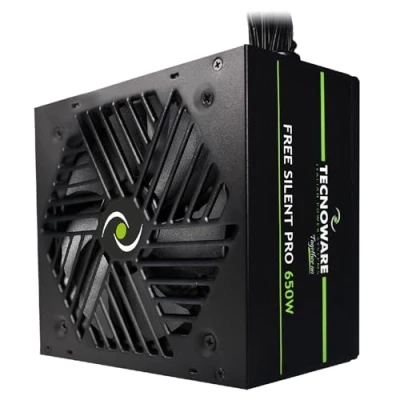 Immagine di Tecnoware Alimentatore Free Silent PRO 650 per PC Evoluti con Scheda Grafica NVIDIA GeForce GTX RTX, Ventola Silenziosa, connettori PCI E, CPU 4+4, SATA, Molex