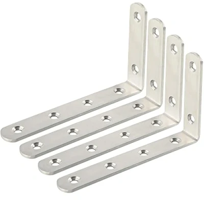 Immagine di Sayayo Staffe per Mensole Pesanti in Acciaio Inox a L Argento Supporti Staffa Mensola da Parete Squadrette Angolari 125 MM, 4 Pezzi, EJ5207 4P