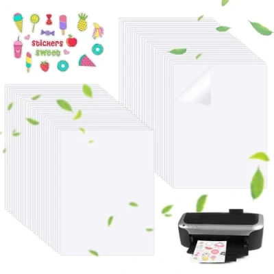 Immagine di PEALOVCOM A4 Adesivi Trasparenti per Stampante Carta Adesiva Trasparente Stampanti a Getto di Inchiostro Vinile Stampabile Fai da Te, Artigianato (21x 29,7 cm) (50 Fogli)