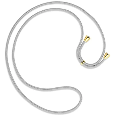 Immagine di mtb more energy® Cinturino di ricambio per cellulare grigio argento con tappi terminali (oro) Cordoncino alta qualità Catena corda