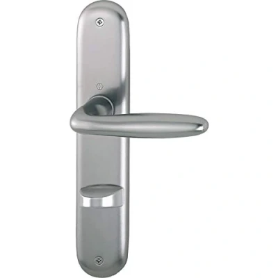 Immagine di HOPPE Verona 2949578 Maniglia per porta su piastra WC 90, spessore 37 42, VK 8/8,5, effetto acciaio INOX NA
