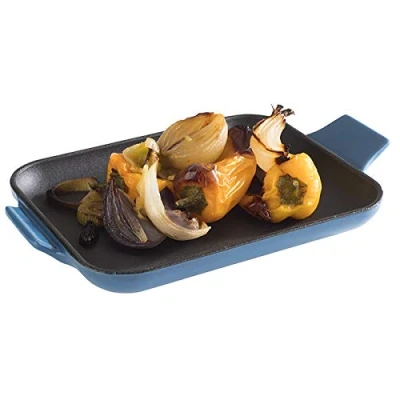 Immagine di APS Serving Pan &quot;Cast Iron&quot; Mini padella in ghisa, ghisa smaltata, quadrata, L x P A: 16 cm 13 2 cm, impilabile, resistente al forno, ciotola, blu