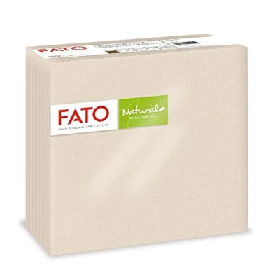 Immagine di Lucart Fato Tovaglioli Natural di Carta Monouso Piegati in 4, Ecologici, Confezione da 40 tovaglioli, Formato 38x38, 2 veli, 100% Fibre Riciclate