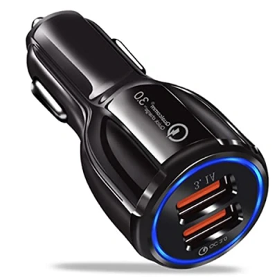 Immagine di Caricatore USB da Auto 5V 6A Universale Quick Charge 3.0 Veloce Caricabatterie Alimentatore Presa 2 Porte Per Smartphone Tablet iOS Android