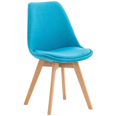 Immagine di CLP Sedia da pranzo Linares Plastic I Tessuto Velluto Corda Aspetto pelle Poltrona con struttura in legno, Colore:turchese, Materiale:Stoffa