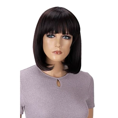 Immagine di CAISHA Parrucca Bob Capelli Corti Cosplay Spettacolo Teatrale Fibra Sintetica Resistente Al Calore Liscio Marrone Scuro SH032