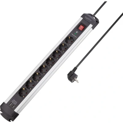 Immagine di Sygonix SY 4755606 Multipresa con protezione da sovratensioni Argento, Nero 1 pz.