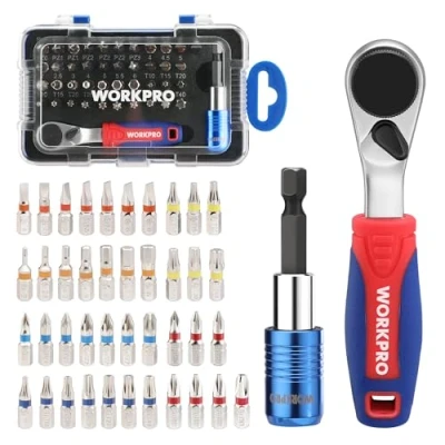 Immagine di WORKPRO Set di Bit Avvitamento con Cricchetti, Custodia per Cacciavite a Cricchetto, 41 Inserti
