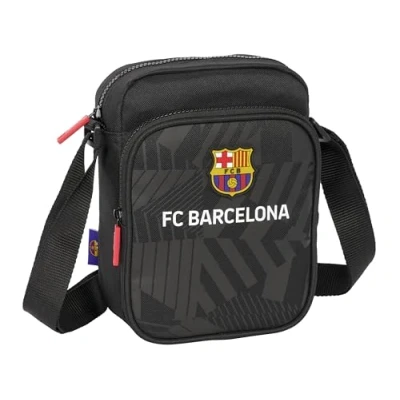 Immagine di Safta M672 612426672, F.C. Barcelona Black Tasca esterna, valigetta porta oggetti, borsa a tracolla, comoda e versatile, qualità resistenza, 16 x 6 22 cm, colore nero unisex bambini, standard,