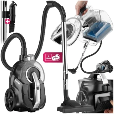 Immagine di TecTake® Aspirapolvere Senza Sacco, Aspiratore con Filtro HEPA, Ideale per Pavimenti e Tappeti, Grande Contenitore Polvere, Asta Telescopica, Accessori Inclusi 900 W
