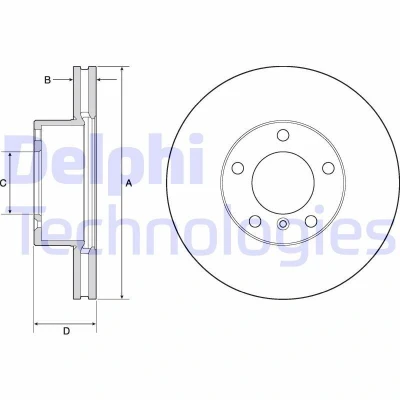Immagine di DELPHI BG9145C Disco freno 315 30 5 ventilato rivestito ad alto tenore di carbonio senza cuscinetto ruota, anello sensore ABS