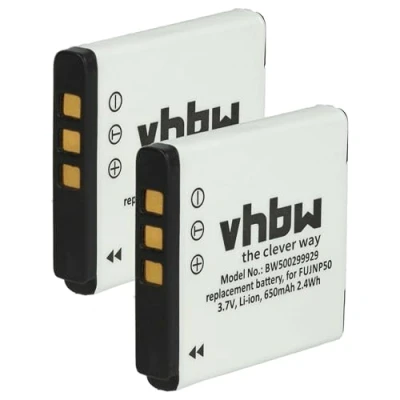 Immagine di vhbw 2x batteria compatibile con Pentax Optio VS20, S12, S10 fotocamera (650mAh, 3,6V, Li Ion)