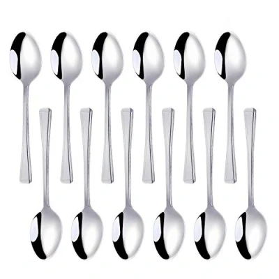 Immagine di Meisha Cucchiaini da tè in Acciaio Inossidabile, Harley Modello Cucchiai per casa, Cucina o Ristorante Everyday Parish Collection (Confezione 12) Argento