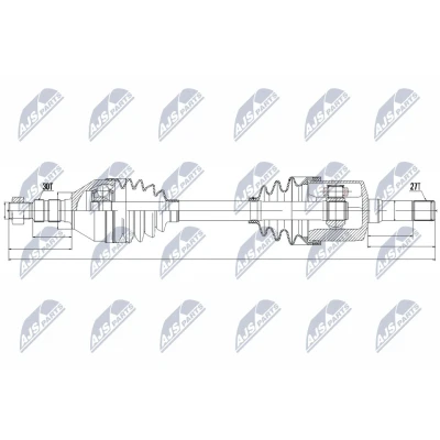 Immagine di NTY NPW PL 033 Albero motore / Semiasse Assale anteriore, anteriore Dx 618 Trasmissione automatica OPEL: Insignia A Sports Tourer