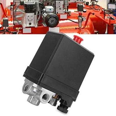 Immagine di Pressostato per compressore d&#039;aria, valvola di Controllo pneumatica G1 / 4 &quot;, parti ricambio verticali a 3 fori 380V fasi, con manopola interruttore ON/OFF automatico
