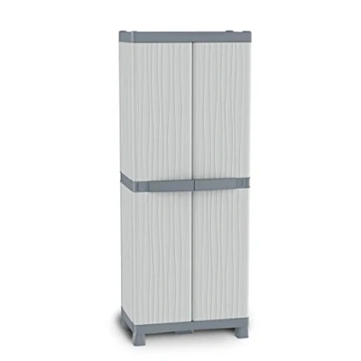 Immagine di Terry, Base 3700 UW, Armadio da Esterno Interno, Due Ante con Divisorio Verticale, 4 Ripiani Interni. Materiale: Plastica, Dimensioni: 70x43,8x181,8 cm