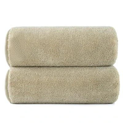 Immagine di POLYTE Asciugamano da bagno in microfibra a trama intrecciata, oversize, ad asciugatura rapida, senza pelucchi, 152,4 x 76,2 cm, confezione 2 (beige)