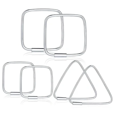 Immagine di Infinite U orecchini a cerchio per donna/ragazza, in argento Sterling 925, forma di triangolo/quadrato, set creolo, 1/3 paia., Argento, colore: Silver 3 Pairs, cod. E5134