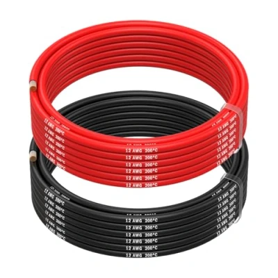 Immagine di MMOBIEL 12 AWG Cavo Elettrico Silicone Gauge (3,31 mm²) in Rame Stagnato 2 Fili Separati Rosso e Nero Ciascuno 5m / 16.4ft per RC, Droni, Stampanti 3D, Batterie, Cavi Oratori, Strisce LED