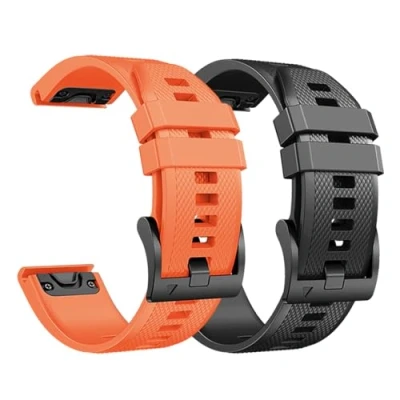 Immagine di Cinturino per Garmin Fenix 5/5 Plus/6/6 Pro, Forerunner 935/945/955/965, 22mm 7/7 Instinct/Instinct 2, Epix 2/Epix Pro 47mm, Descent G1, Approach S62(Arancione/Nero)