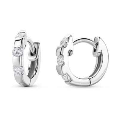 Immagine di Miore Orecchini Cerchio Donna Piccoli con Zirconi Brillanti in Argento Sterling 925, a lobo anallergici Zirconi. Chiusura perno passante e scatto.