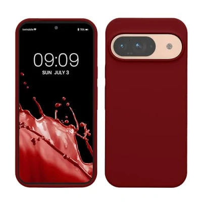 Immagine di kwmobile Custodia Compatibile con Google Pixel 9 Cover Back Case per Pro Protezione Smartphone in Silicone TPU Ricarica Wireless rosso rabarbaro