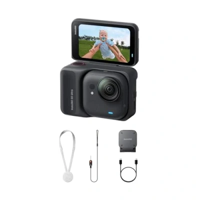 Immagine di Insta360 GO Ultra Pack Standard Nero Notte action cam mini 4K a mani libere, indossabile, superba in bassa luce, montala ovunque, stabilizzazione FlowState, 200 min di carica, bici e corsa