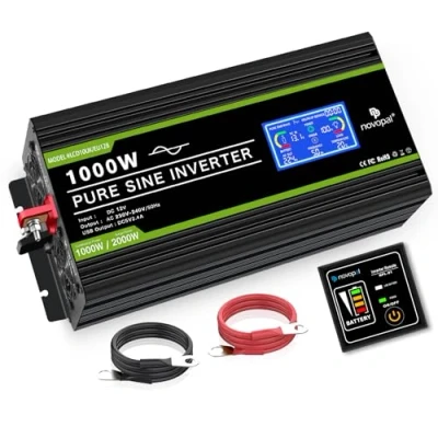 Immagine di NOVOPAL 1000W Onda Sinusoidale Pura Power Inverter DC 12v in AC 220v con Display LCD Intelligente 2 EU Presa Uscita USB and 5 Metri di Telecomandoper per Camion Camping Macchina da Ca