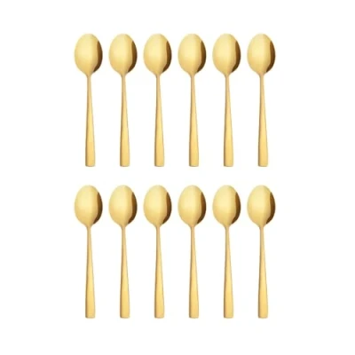Immagine di Otto Koning Set di 12 Cucchiaini da Caffè Oro Dolce Placcati 15.3 cm Acciaio Inossidabile Alta Qualità Design Elegante Lucidati a Specchio Lavabili in Lavastoviglie