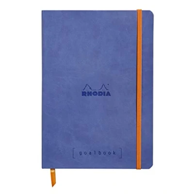 Immagine di RHODIA 117748C Taccuino flessibiIe BULLET JOURNAL GOALBOOK zaffiro A5 Puntinato Dot 240 pagine Carta Clairefontaine Avorio 90g 2 Segnapagina, Chiusura con elastico Copertina Simil Cuoio