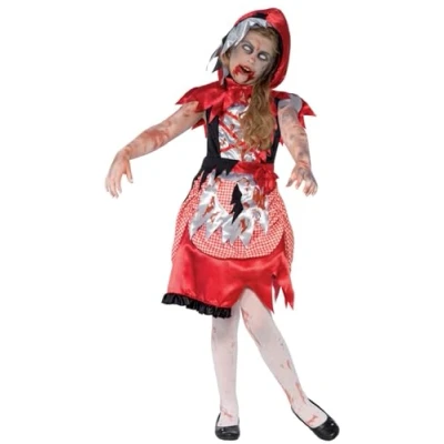 Immagine di SMIFFYS Costume Zombie Signorina Cappuccio, Rosso, comprende Abito e Mantello con Cappuccio