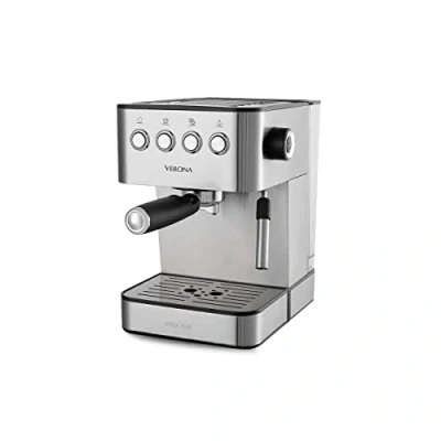 Immagine di Prixton Macchina da Caffè Espresso Verona 20 Bar Potenza 850 Watt Portafiltro con Doppia Uscita Vaporizzatore Integrato per Riscaldare e Schiuma Acciaio Inossidabile