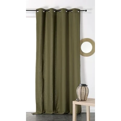Immagine di Linder Tenda metis in materiali naturali (cotone/lino) colori verde felce occhielli 135 x 260 cm