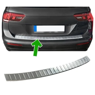 Immagine di Paraurti Posteriore adatto per VW TIGUAN II + ALLSPACE Dal 2016+ Acciaio Inox Opaco Protezione Bordo del Bagagliaio di Carico
