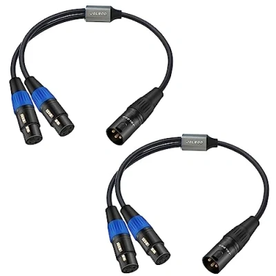 Immagine di JOLGOO cavo sdoppiatore XLR, microfono a Y doppio XLR femmina maschio, 2 1 1,6 piedi pezzi