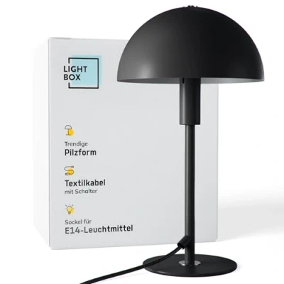 Immagine di Lightbox lampada da tavolo a fungo scrivania per l&#039;ufficio con interruttore bilanciere LED (presa E14) come comodino, accessorio ufficio e in