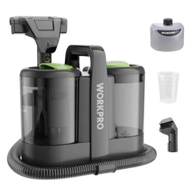 Immagine di WORKPRO Lavatappeti Portatile 450W, lava Tappezzeria, Pulitore Ideale per pulisci Scale, Divano, Sedili Auto, Moquette e Tappeti, Divani
