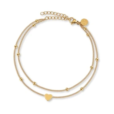 Immagine di GD GOOD.designs Cavigliera cuore da donna Oro Impermeabile I a più file Regolabile Gioielli in acciaio inossidabile filigranato