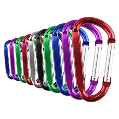 Immagine di Temlum 10 moschettoni in alluminio a forma di D, molla per portachiavi campeggio, viaggi, escursionismo, accessori esterni (5,8 cm)