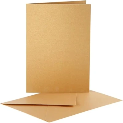 Immagine di Art Manufacture Design Biglietto con busta, carta lucida effetto perlato, 10,5 x 15 cm, 10 pz, colore: oro