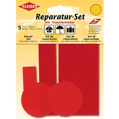 Immagine di Kleiber Set di Toppe autoadesive per riparazioni Abiti in Nylon, 5 Pezzi, Rosso