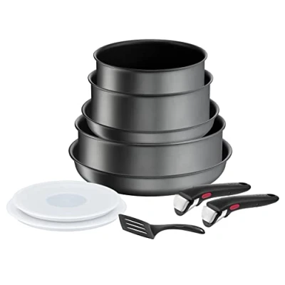 Immagine di Tefal Ingenio Pentole da cucina 10 p, casseruole, induzione, rivestimento antiaderente resistente, impilabile, lavabile in lavastoviglie, made Francia, Daily Chef On L7619302