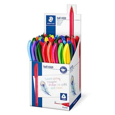 Immagine di STAEDTLER 4320 MKP50 Stick Rainbow Penna a sfera, confezione da 50, colori assortiti