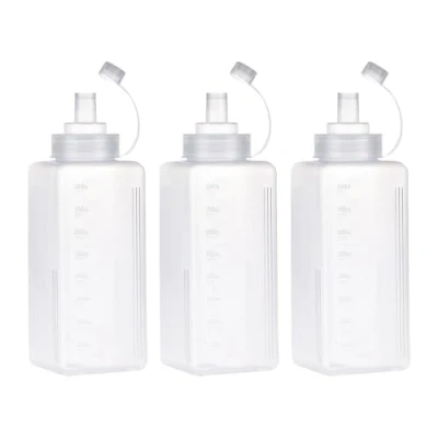 Immagine di 3Pcs Bottiglia Squeeze di Plastica, per con Tappi, Bocca Grande, Trasparente Condimento Dispenser, Ketchup Senape Mayo Salse Piccanti Olio d&#039;oliva (# 800ML)