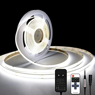 Immagine di TTWAY Striscia LED COB 5M, 6000K Bianco Freddo con Alimentatore GS, Telecomando RF, 480LEDs/m, Larghezza 8mm, CRI&gt;90, Luce per Bar, Feste, TV Decorazione Camera Letto.